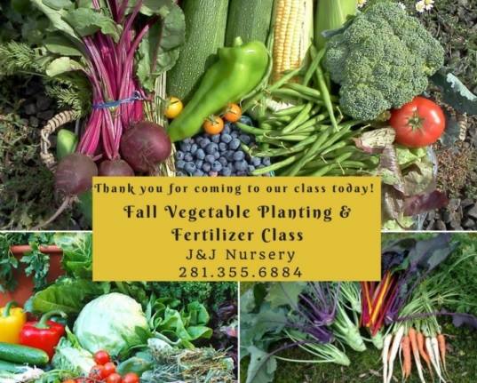 Fall Vegetable Planting and Fall Fertilizer Class