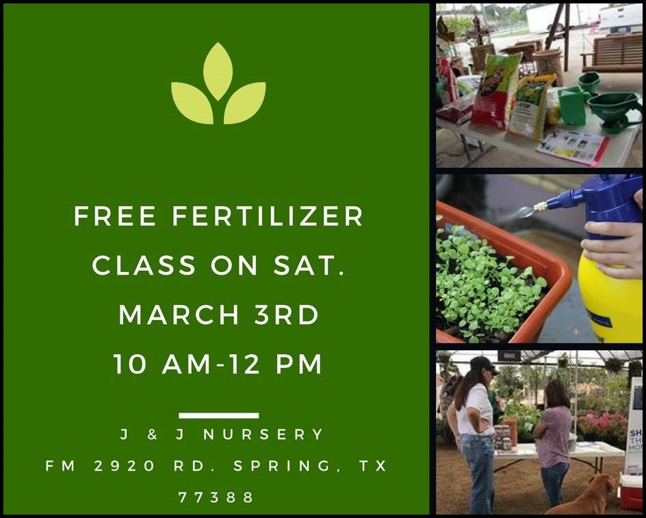 Free fertilizer classes for March 3 and 10th!