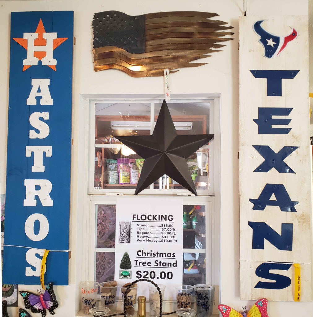 Houston Texans and Houston Astros Wooden Sign w/ Metal Lettering! Metal American Flag.